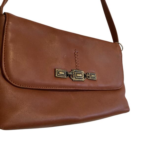 Y2K Reflexions by Montana Silversmiths Brown Leather Flap Shoulder Handbag Purse - Picture 11 of 13